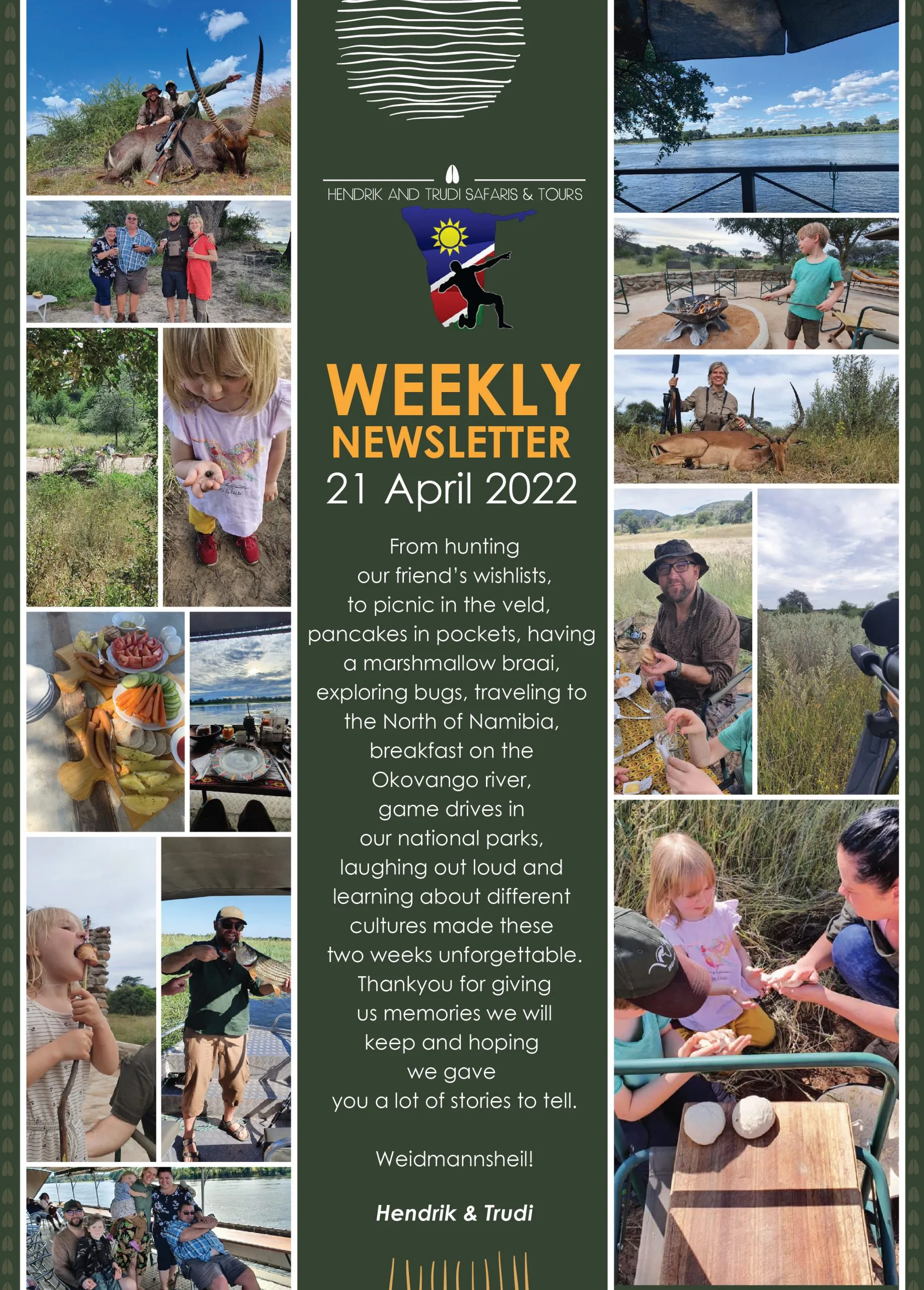 Hendrik and Trudi safari's weekly newsletter