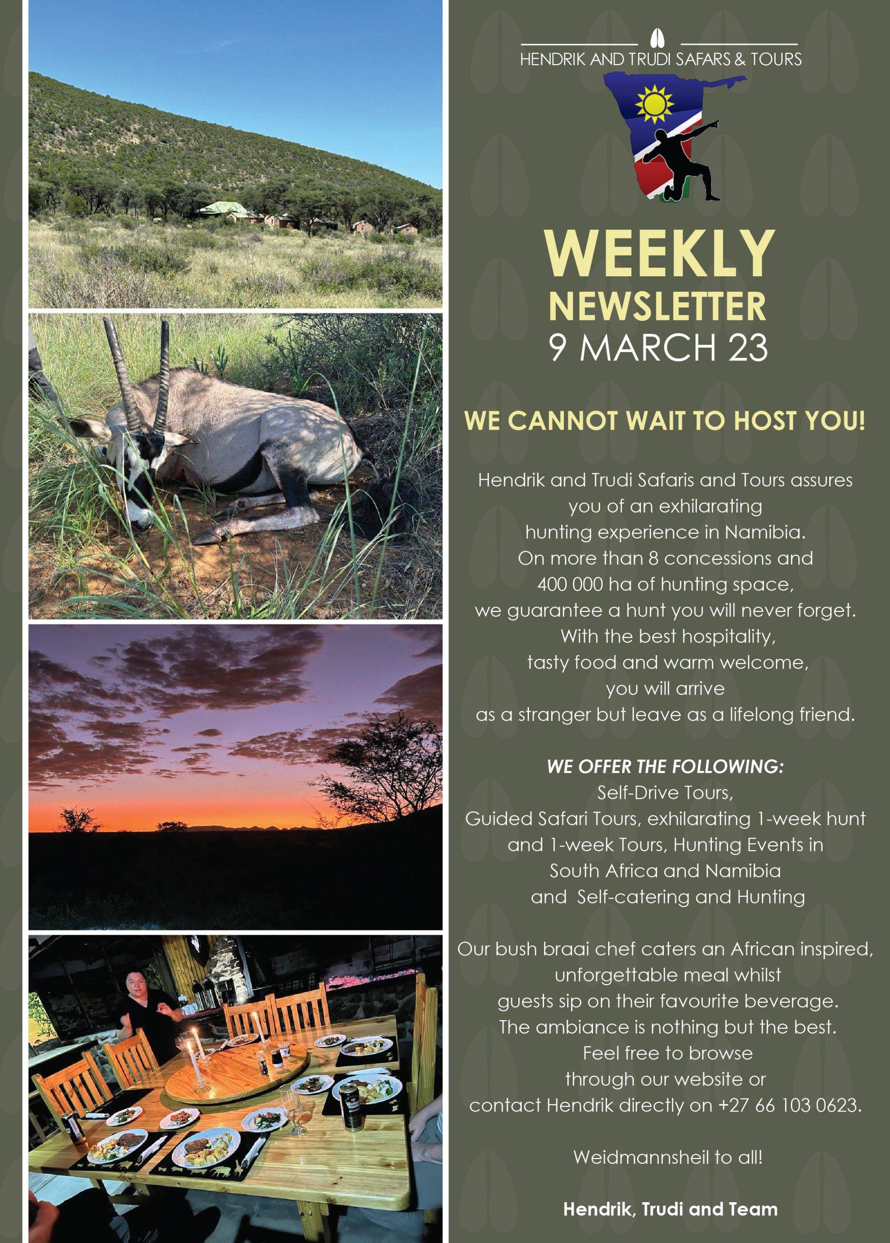 NEWS OF THE DAY 9 march-01 Hendrik and Trudi Newsletter