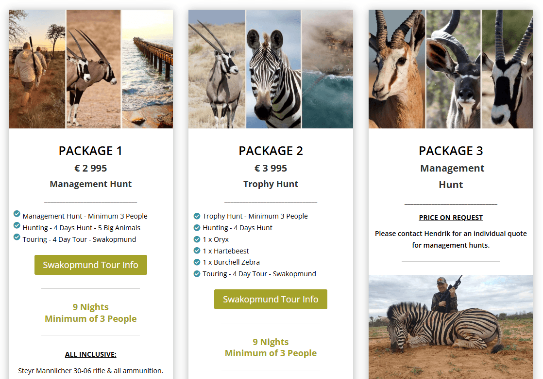 2026 Namibia Hunting Packages